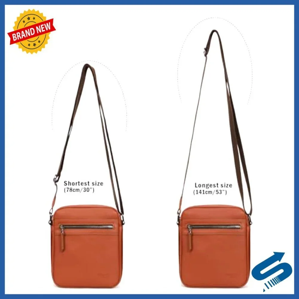 Small/Medium PU Leather Crossbody Messenger Bag Adjustable Strap